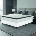 Ver imagem 3 de Cama Box Colchão Casal King Molas Ensacadas City Pillow Top 193x203x61cm Linho Branco / Cinza