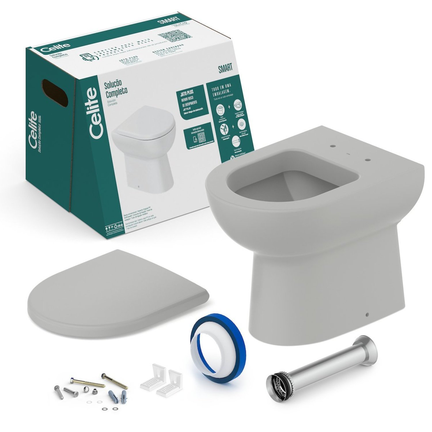 Vaso Sanitário Convencional com Assento Termofixo Queda Amortecida Smart Celite - 3