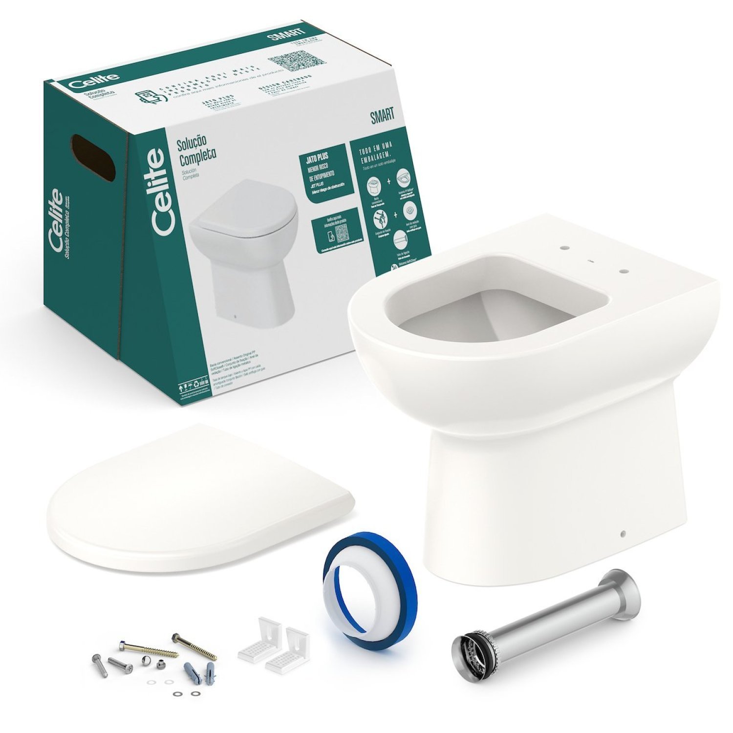 Vaso Sanitário Convencional com Assento Termofixo Queda Amortecida Smart Celite - 3