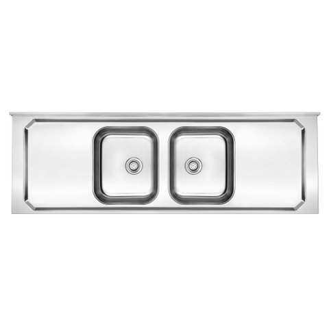 Pia de Inox com Cuba Dupla 2,00 X 0,53 Lisa