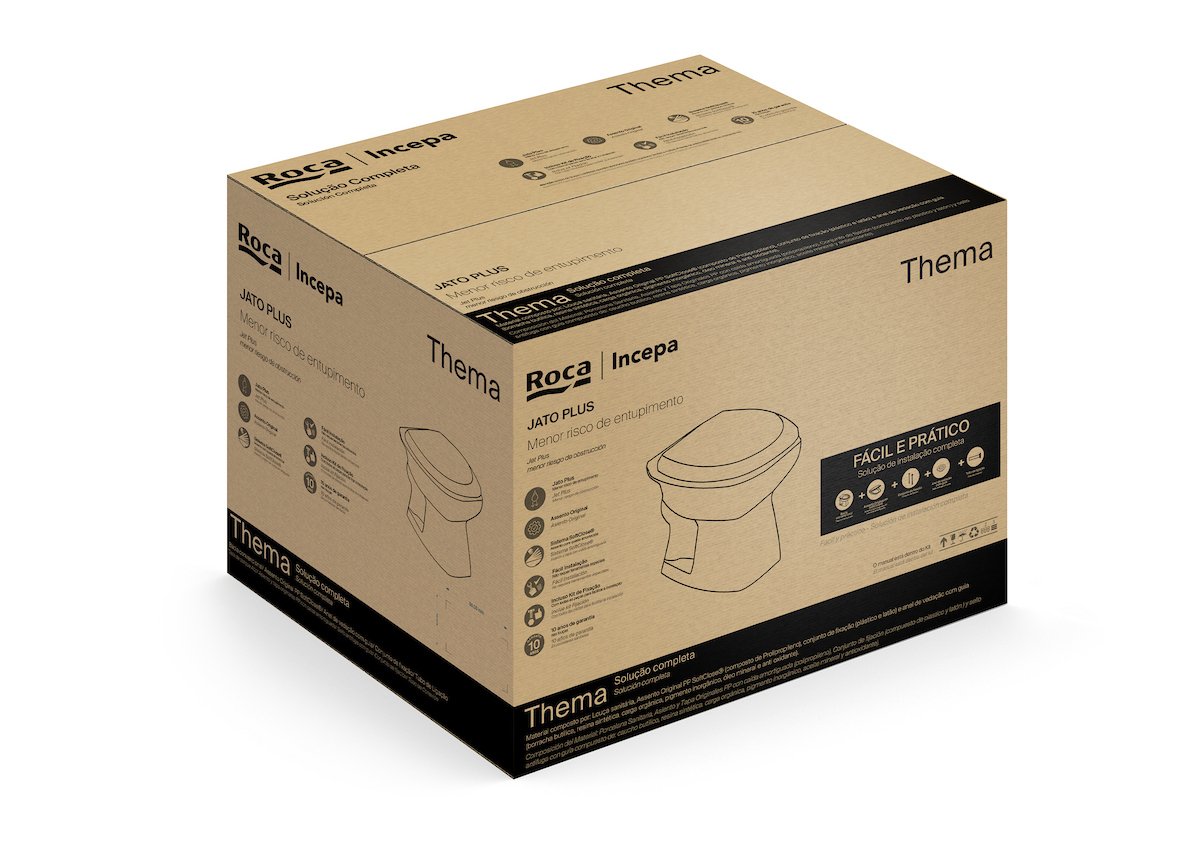 Kit de Bacia Convencional Assento PP com Queda Amortecida e Complementos de Instalação Thema Roca I Incepa - 3