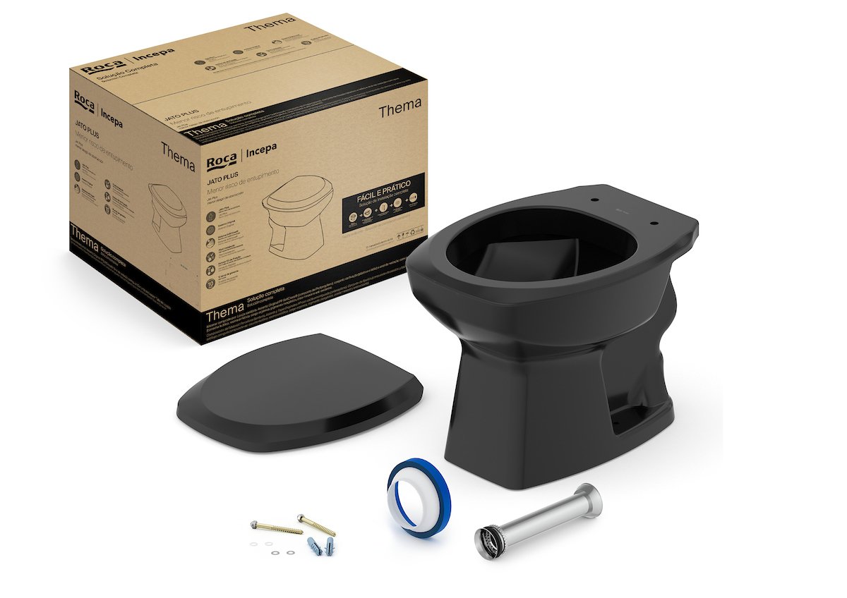 Kit de Bacia Convencional Assento PP com Queda Amortecida e Complementos de Instalação Thema Roca I Incepa - 1