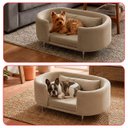 Ver imagem 4 de Cama para Cachorro e Gato Caminha Chase Pet Veludo Bege Pés Metal com Regulagem - Arkell