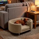 Ver imagem 1 de Cama para Cachorro e Gato Caminha Chase Pet Veludo Bege Pés Metal com Regulagem - Arkell