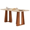 Ver imagem 2 de Mesa Karen 170 Freijó Off White com Kit 6 Cadeiras Sara Freijó Veludo Creme-DJ Móveis