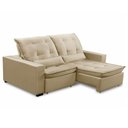 Ver imagem 3 de Sofa Retratil Reclinavel 2 Lugares 2,60m Atlantis Veludo Bege Lansofbr