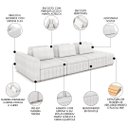 Ver imagem 3 de Sofá Ilha e Puff Sala Living 335cm Siesta M22 Bouclê Bege Claro - Mpozenato