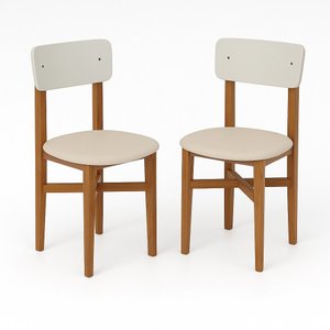 Kit 2 Cadeiras em Madeira Maciça Elisa para Sala de Jantar Off-white
