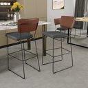 Ver imagem 2 de Kit 5 Banqueta Alta Cozinha Sala Jantar Allana L02 Couríssimo Marrom Linho Cinza Escuro - Lyam