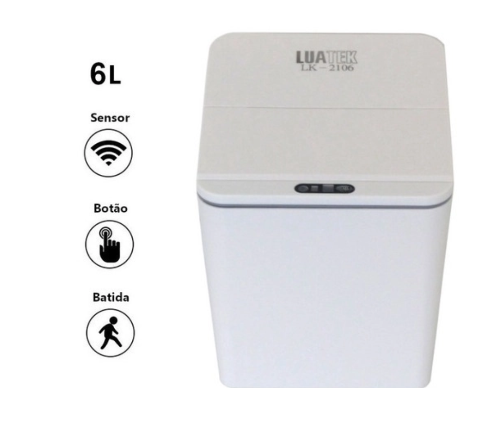 Lixeira Com Sensor Automático 6 Litros Quadrado Para Banheiro Cozinha - 3