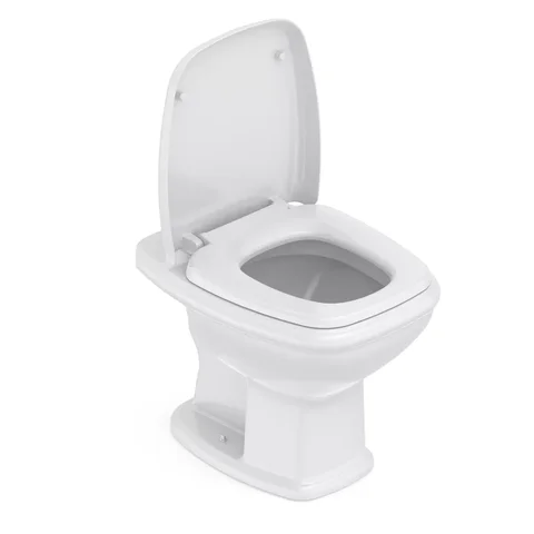 Vaso Sanitário Convencional com Assento Queda Amortecida Fit Plus Celite Cinza/Prata Brilhante