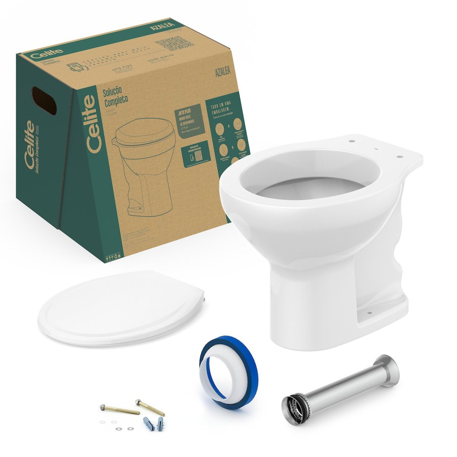 Kit Vaso Sanitário Convencional com Assento Queda Amortecida Azálea Celite - 3