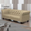 Ver imagem 2 de Sofá Decorativo Sala de Estar Chesterfield 2 Lugares 180cm Couro Bege - Mozzelar