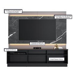 Home Theater com LED TV até 70 Polegadas Joinville Preto Fosco/ Grigio - Bela Móveis - 3