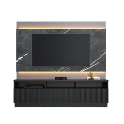 Home Theater com LED TV até 70 Polegadas Joinville Preto Fosco/ Grigio - Bela Móveis - 1