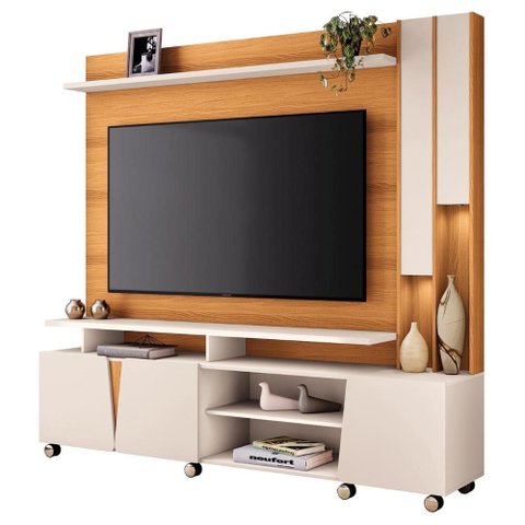 Estante Painel Tv 70 Pol 200cm com Led Derek Cinamomo/off H01 - Mpozenato