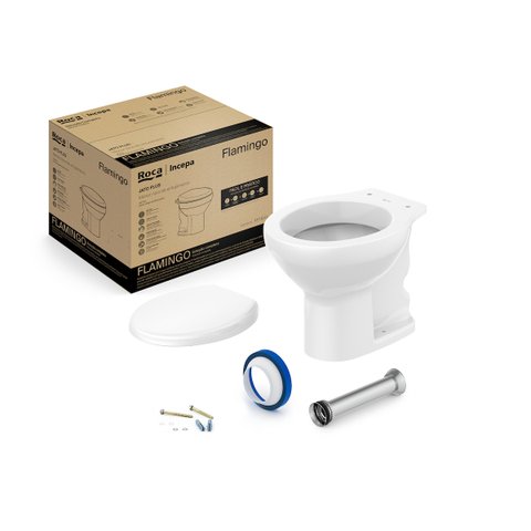 Kit de Bacia Convencional Assento Pp com Queda Amortecida e Complementos de Instalação Flamingo Roca
