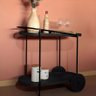Carrinho Adega Bar Decorativo Oval Aço Preto Prateleira Preta - 1