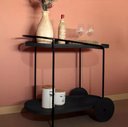 Ver imagem 1 de Carrinho Adega Bar Decorativo Oval Aço Preto Prateleira Preta