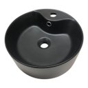 Ver imagem 1 de Cuba Lavatorio de Sobrepor Oval Ceramica 36x36cm Preto Fosco - Perolanegra