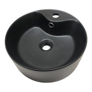 Cuba Lavatorio de Sobrepor Oval Ceramica 36x36cm Preto Fosco - Perolanegra