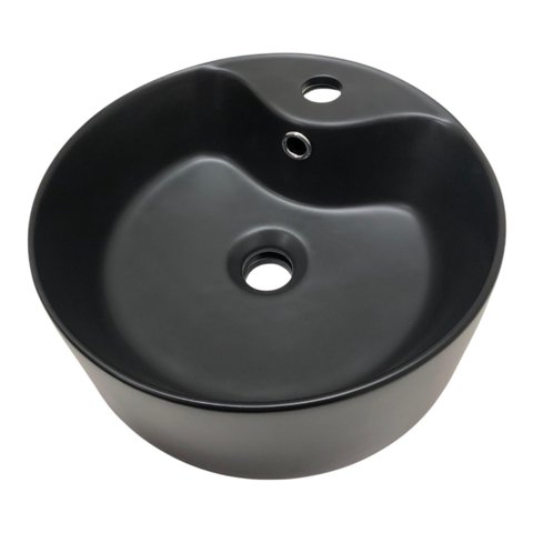 Cuba Lavatorio de Sobrepor Oval Ceramica 36x36cm Preto Fosco - Perolanegra