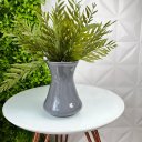 Ver imagem 2 de Vaso centro de mesa médio cinza de cerâmica com planta