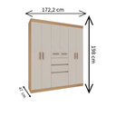 Ver imagem 2 de Guarda Roupa 7 Portas 2 Gavetas com Pés Berna Freijo/Branco