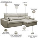 Ver imagem 3 de Sofá Retrátil Reclinável para Sala 4 Lugares 290cm Aisha F04 Veludo Bege - Lyam Decor