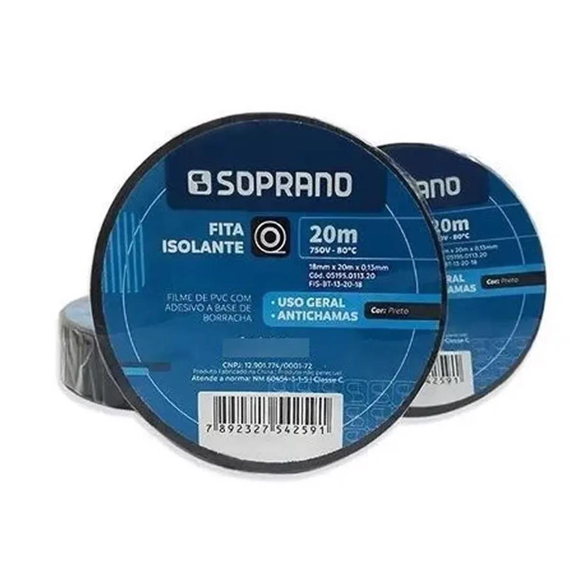 Fita Isolante Preta 15mm X 20mts Soprano