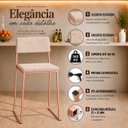 Ver imagem 2 de Kit 3 Banquetas Média Balcão Estofada com Encosto Rose Gold Suede Dubai