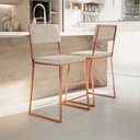 Ver imagem 1 de Kit 3 Banquetas Média Balcão Estofada com Encosto Rose Gold Suede Dubai