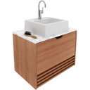 Ver imagem 1 de Gabinete de Banheiro 60 Cm 1 Porta com Cuba Sâmia Amêndoa/mármore Branco