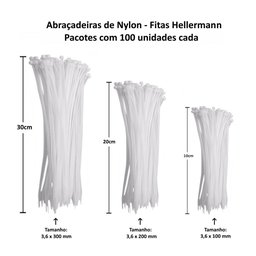 300 Fitas Hellerman Enforca Gato Cinta Plástica Abraçadeira Lacre de Nylon Tamanhos 10 20 e 30cm Bra - 2