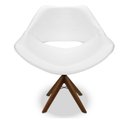 Ver imagem 1 de Poltrona Berlim Corino Branca Base Giratória de Madeira:Giratória de Madeira