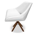 Ver imagem 3 de Poltrona Berlim Corino Branca Base Giratória de Madeira:Giratória de Madeira