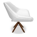 Ver imagem 4 de Poltrona Berlim Corino Branca Base Giratória de Madeira:Giratória de Madeira