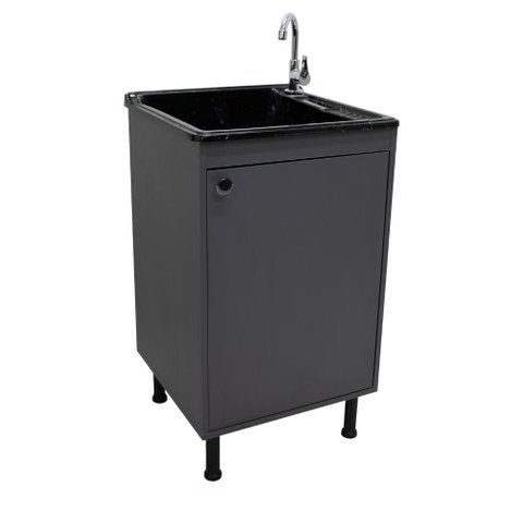 Balcão de Lavanderia 100% Mdf com Tanque de Fibra 30lt Cor:cinza