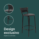Ver imagem 4 de Kit 3 Banquetas para Balcão Cozinha Gourmet Junco Preto Bancada Ilha Banco 60cm Itagold