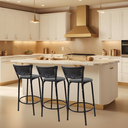 Ver imagem 6 de Kit 3 Banquetas para Balcão Cozinha Gourmet Junco Preto Bancada Ilha Banco 60cm Itagold