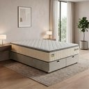 Ver imagem 2 de Cama Box com Baú King Gold Star Pillow Top Molas Ensacadas Suede Bege Hellen Estofados e Colchões