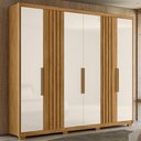 Ver imagem 3 de Guarda Roupa Casal 6 Portas 4 Gavetas Freijó / Off White Araguaia - Moval