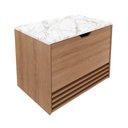 Ver imagem 2 de Balcão Gabinete Suspenso para Banheiro 1 Porta e 1 Gaveta Bn3613 Tecnomobili Amêndoa/mármore