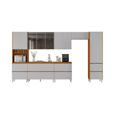 Cozinha Completa Itatiaia Lumina 410cm em Madeira Mdf Cinamomo/fendi