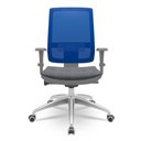 Ver imagem 1 de Cadeira Brizza Diretor Grafite Tela Azul com Assento Concept Granito Base Autocompensador Aluminio