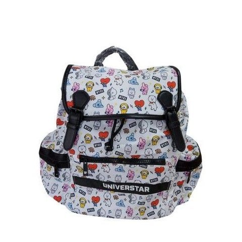Mochila Infantil Tipo Saco Personagens Bt21 Alta Qualidade Leve Branca Confortável Escola