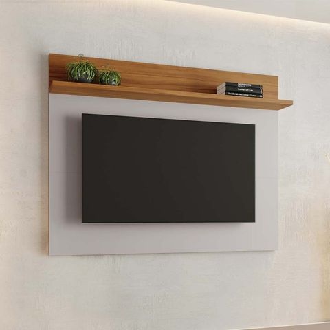 Painel para TV até 50 Polegadas 135,4cmx105,8cm Nt 1185 Branco Off White/Freijó Trend