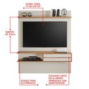 Ver imagem 5 de Painel para TV até 55 Polegadas 135CMX160,2cm 1 Porta 1 Prateleira Off White Freijó Trend Nt 1155 Branco