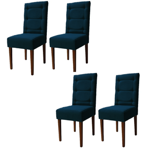 Kit 4 Cadeiras Sala de Jantar Estofadas Eloísa Veludo Azul Marinho (liz Maria)