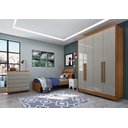 Ver imagem 2 de Guarda Roupa Solteiro Dinamarca 04 portas com pés Tcil Móveis Cinamomo C/ Off White